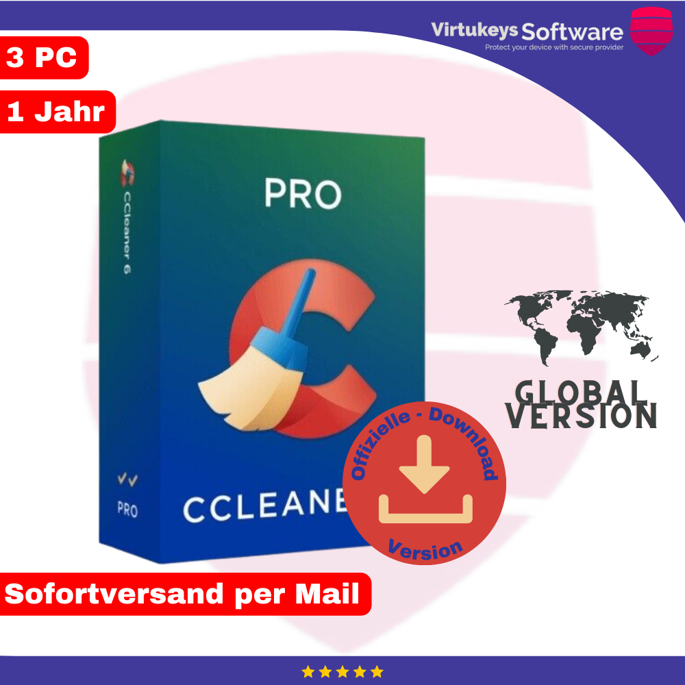 CCleaner Professional 1 oder 3 Geräte / 1 Jahr / ESD Key per Mail / kein Abo