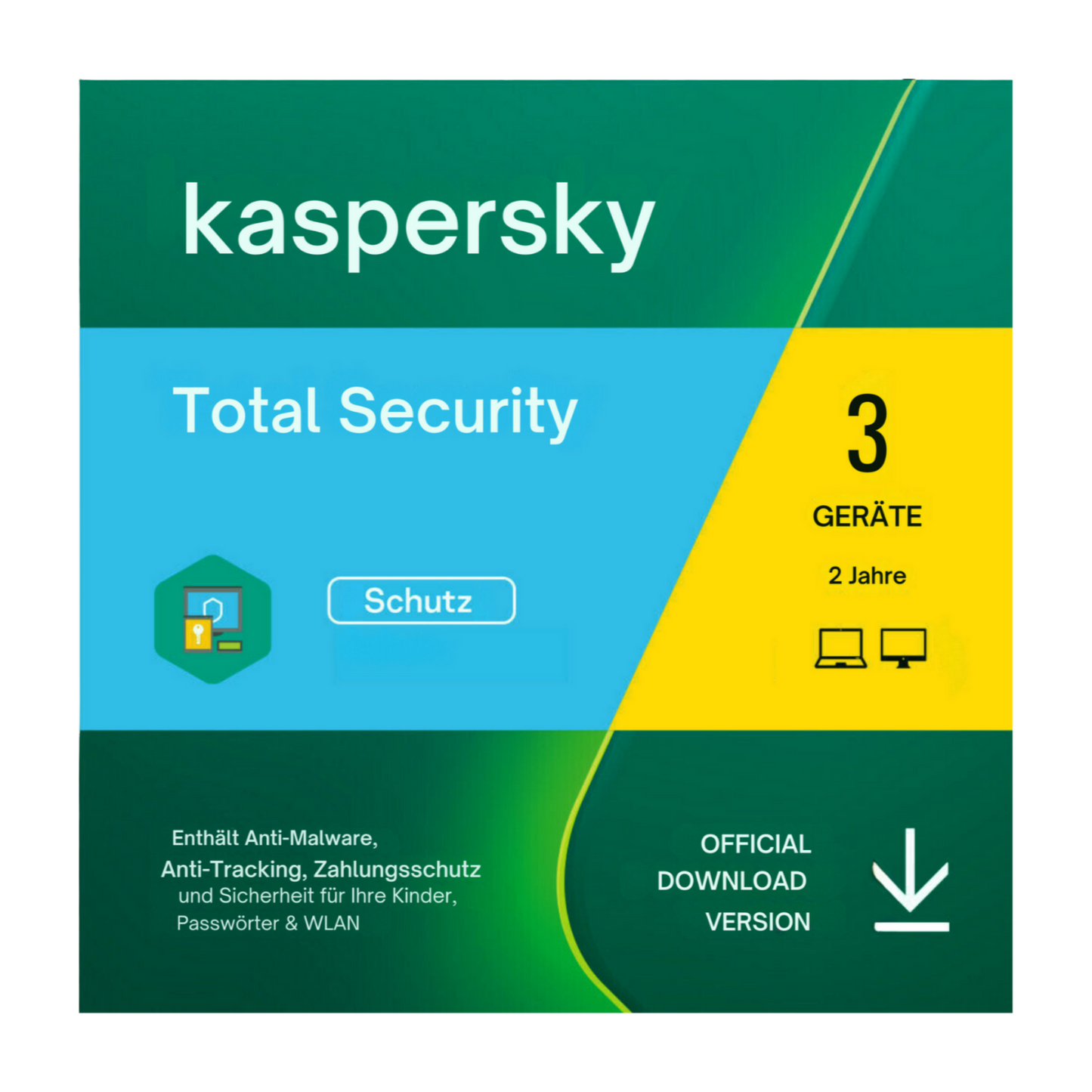 Kaspersky Total Security 3 PC / 2 Jahre Box – Umfassender Schutz für ein Gerät und ein Jahr
