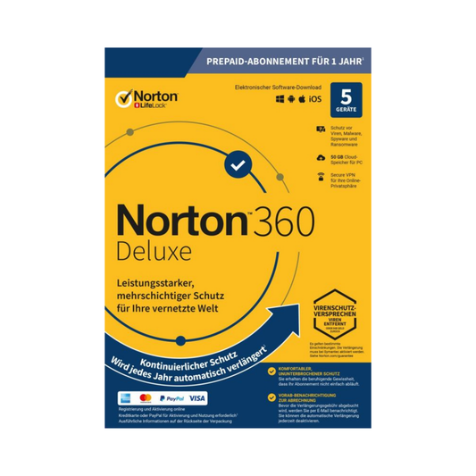 Norton 360 ABO (5 Geräte - 1 Jahr) Deluxe Produktbild