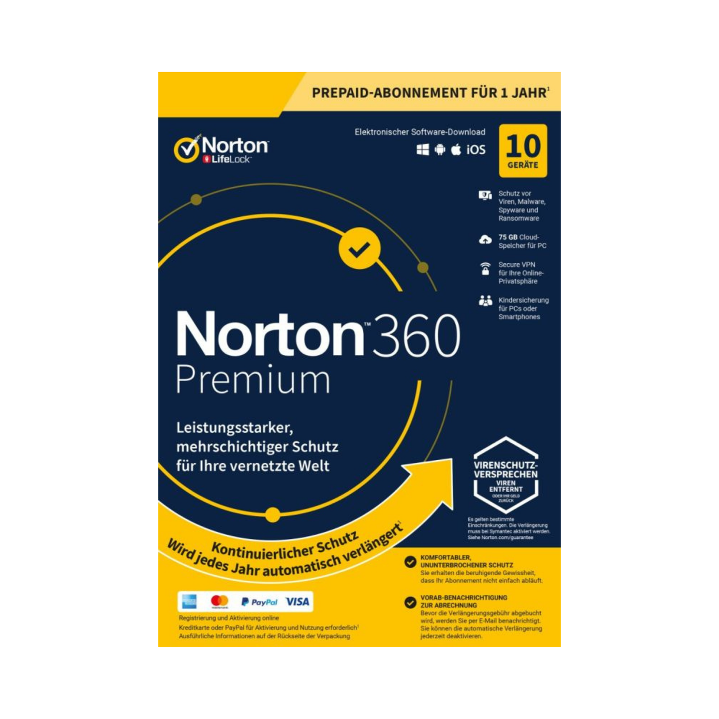 Norton 360 ABO (10 Geräte - 1 Jahr) Premium Produktbild